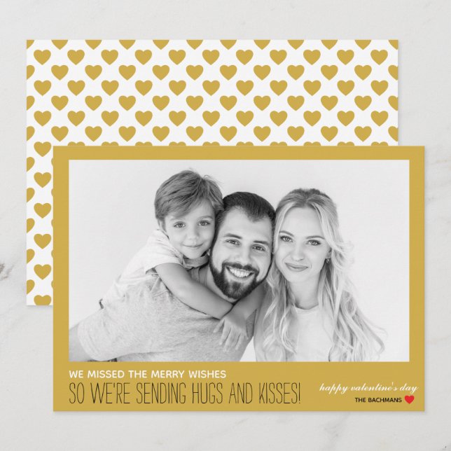 Missed Wishes Hugs & Kisses Photo Card (Front/Back)