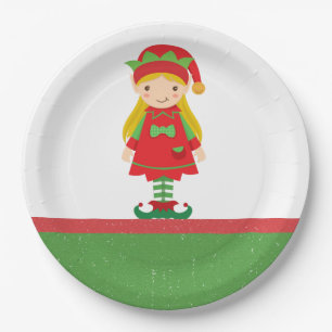 Misses Elf and Candy Canes Paper Plate