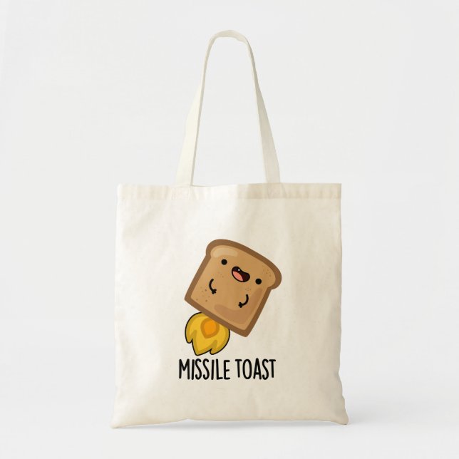 Missile Toast Funny Mistletoe Puns Tote Bag (Front)