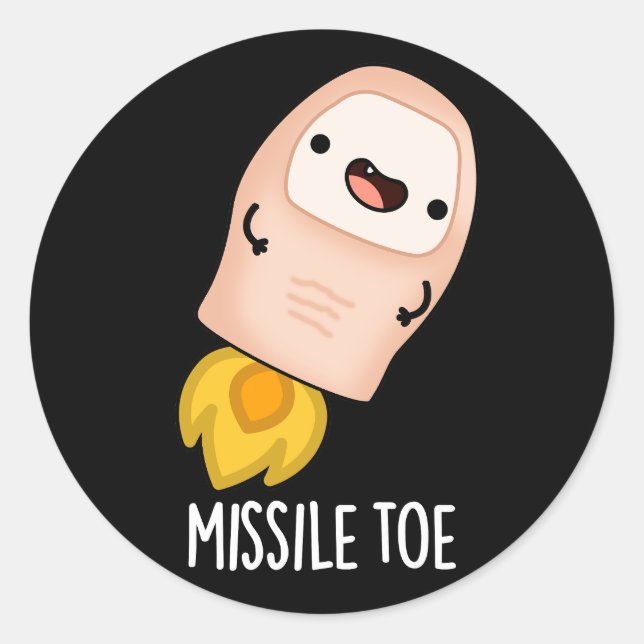 Missile Toe Funny Mistletoe Pun Dark BG Classic Round Sticker (Front)