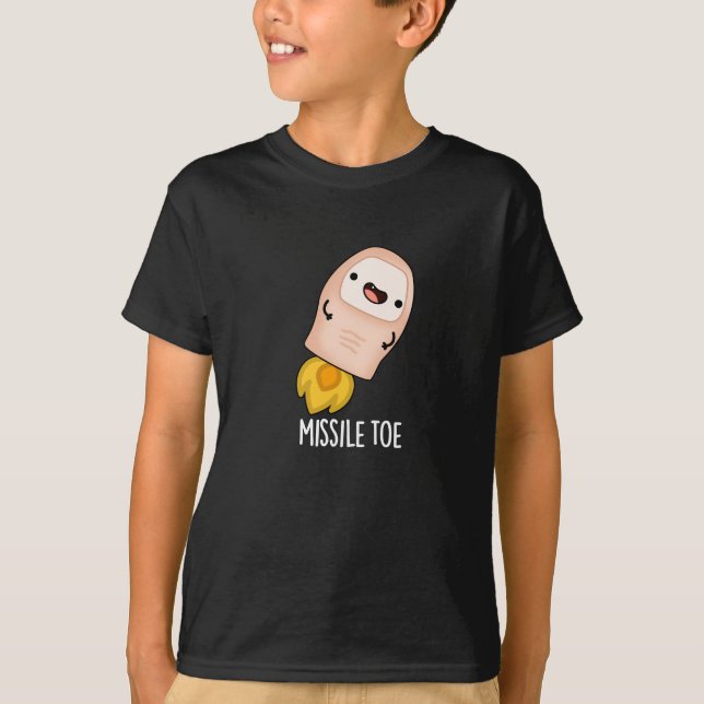 Missile Toe Funny Mistletoe Pun Dark BG T-Shirt (Front)
