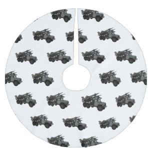 Missile vehicle cartoon illustration brushed polyester tree skirt