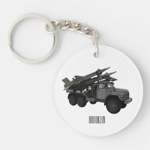 Missile vehicle cartoon illustration keychain