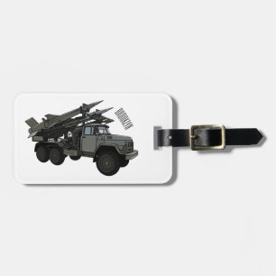 Missile vehicle cartoon illustration luggage tag