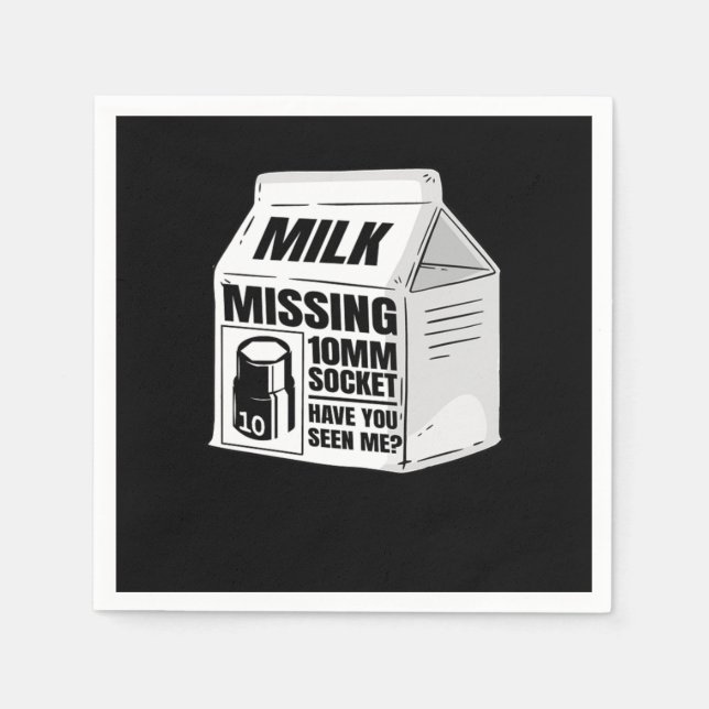Missing 10MM Socket Milk Carton Funny Mechanic Napkin (Front)