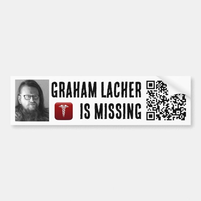 MISSING GRAHAM LACHER BUMPER STICKER (Front)