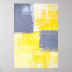 'Missing' Gray and Yellow Abstract Art Poster
