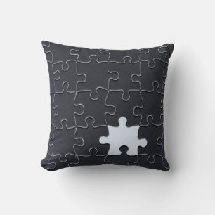 Missing Jigsaw Puzzle Piece black Throw Pillow