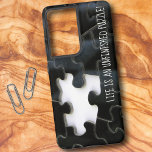 Missing Jigsaw Puzzle Piece Photograph Custom Samsung Galaxy Case<br><div class="desc">My photograph highlights the single missing puzzle piece in a segment of a black jigsaw. Personalize the text, remove the text or edit using the design tool to select a font style, size and colour you prefer. You can also transfer this design to other phone brand cases or one of...</div>