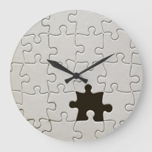 Missing Jigsaw Puzzle Piece White Large Clock