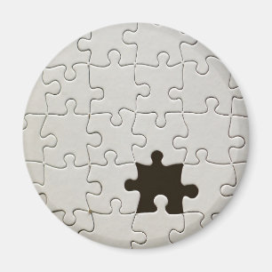 Missing Jigsaw Puzzle Piece White Magnet