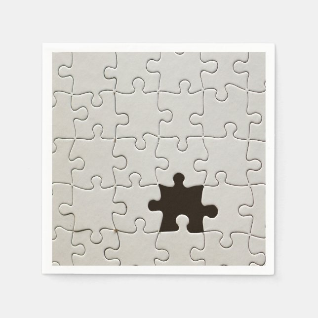 Missing Jigsaw Puzzle Piece White Napkin (Front)