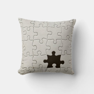 Missing Jigsaw Puzzle Piece White Throw Pillow