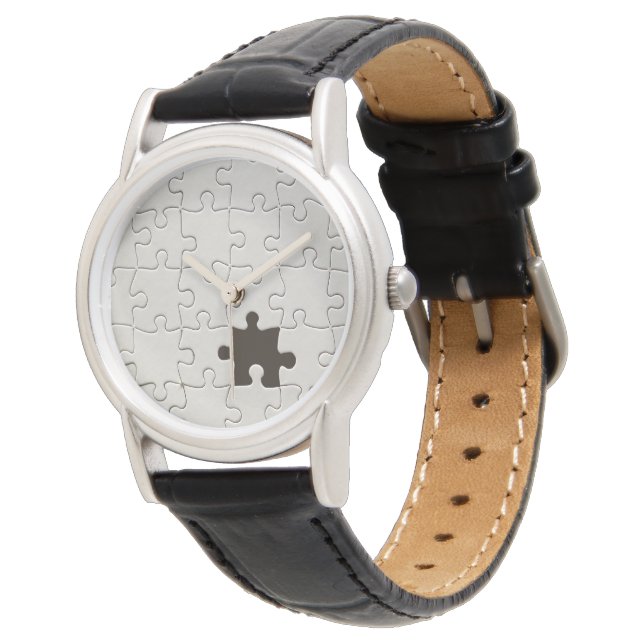 Missing Jigsaw Puzzle Piece White Watch (Angled)