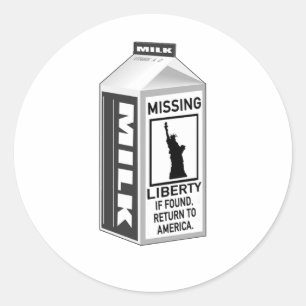Missing Liberty Milk Carton Classic Round Sticker