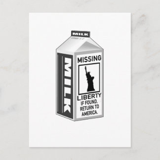 Missing Liberty Milk Carton Postcard
