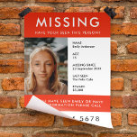 Missing Person | Modern Red Photo Poster Flyer<br><div class="desc">A simple missing person flyer template, to help spread awareness in the search of a missing person. The text is easy to personalize including name, age, missing date, place last seen, reward or ther information. There is space to include a large phone number and email address or website and call...</div>