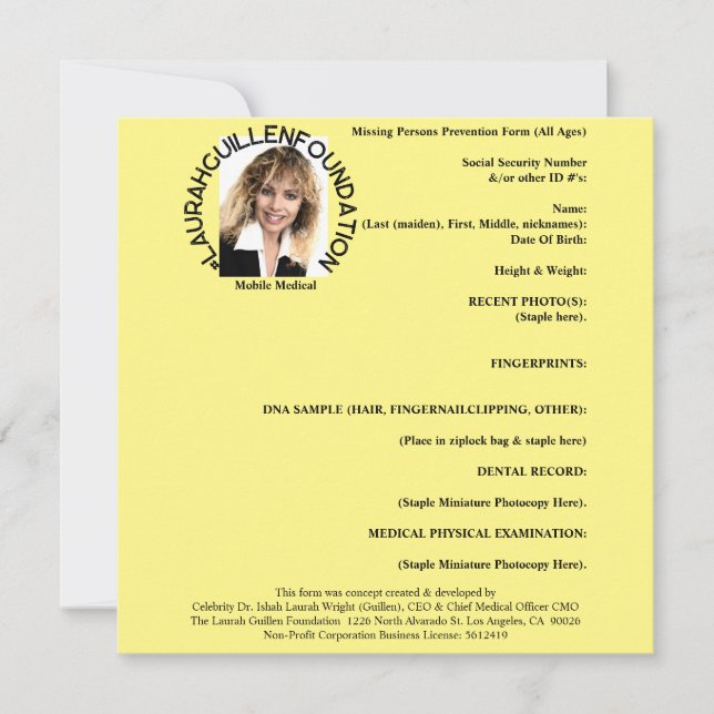 Missing Persons Prevention Form (all ages) Invitation (Front)