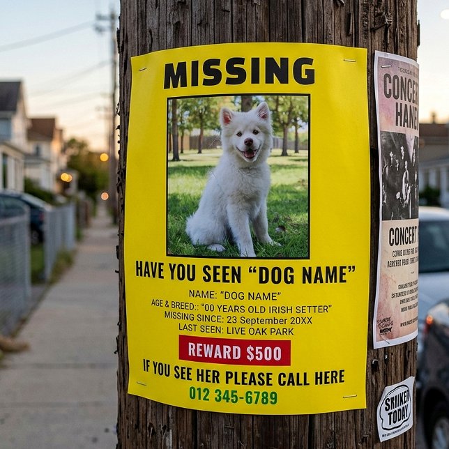 Missing Pet Dog – Urgent Template Poster Flyer (Creator Uploaded)