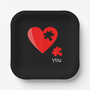 Missing Piece Heart Puzzle Valetines Day Shirt Gif Paper Plate