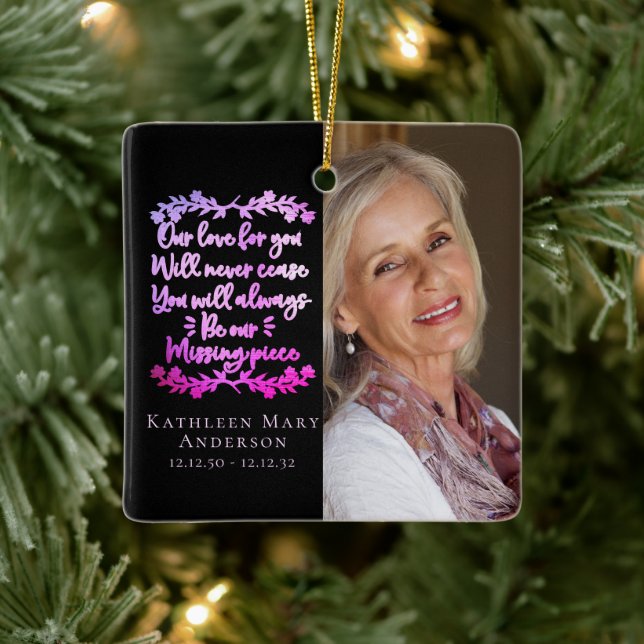 Missing Piece Memorial Photo Keepsake  Ceramic Ornament (Tree)