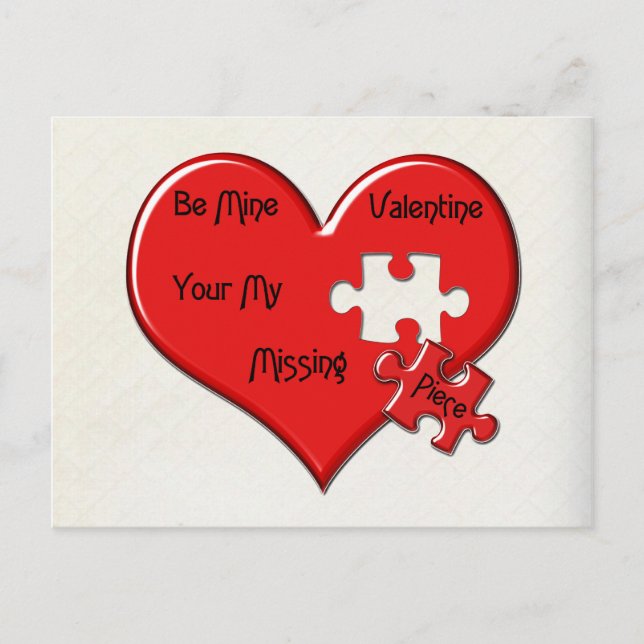 Missing Piece Valentine Heart Postcard (Front)