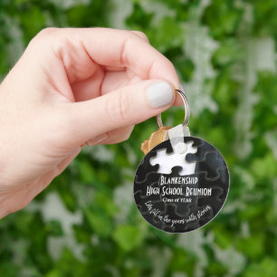 Missing Puzzle Piece Black White Class Reunion  Keychain