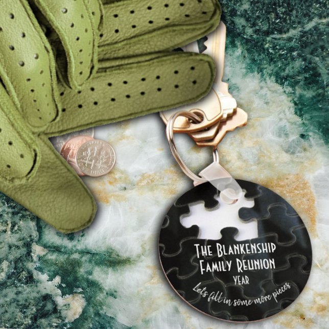 Missing Puzzle Piece Black White Family Reunion Keychain (Creator Uploaded)