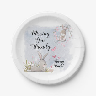 Missing you already bunnies paper plate