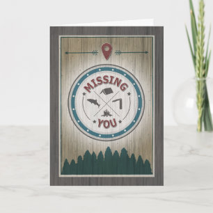 Missing You at Camp, Rustic Wood Graphics Card
