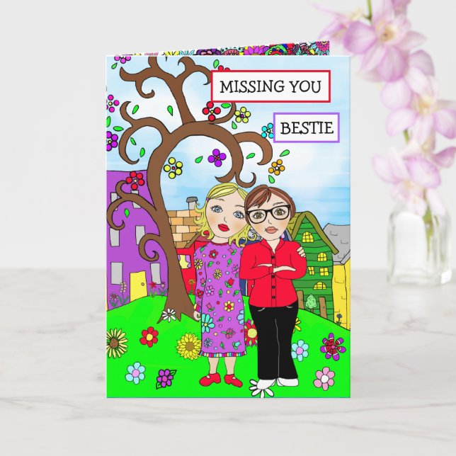 Missing You Bestie Friendship Thinking of You Card (Orchid)