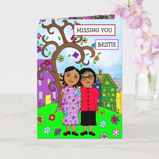 Missing You Bestie Friendship Thinking of You Card (Orchid)