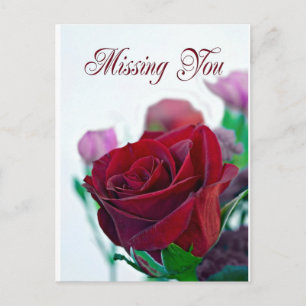 Missing you card with a classic red rose