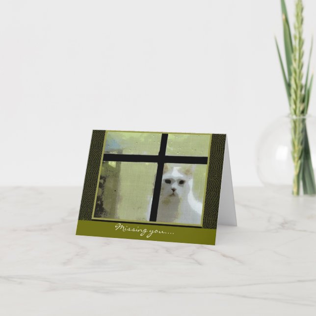 Missing You - Cat at Window Card (Front)