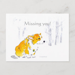 Missing You Corgi Postcard