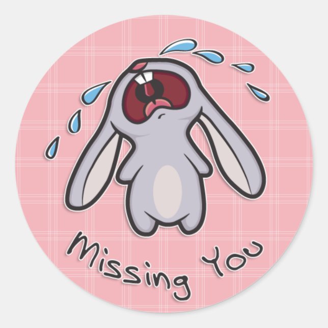 Missing You - Crying Bunny Sticker (Front)