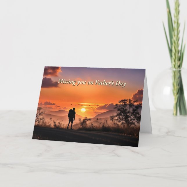Missing You Fathers Day with Backpacker Camper  Card (Front)