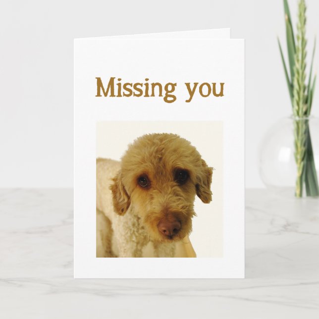 Missing You is all I do Cute Sad Dog Animal Art Card (Front)