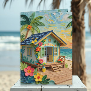 Missing You Long Distance Beach Themed Card