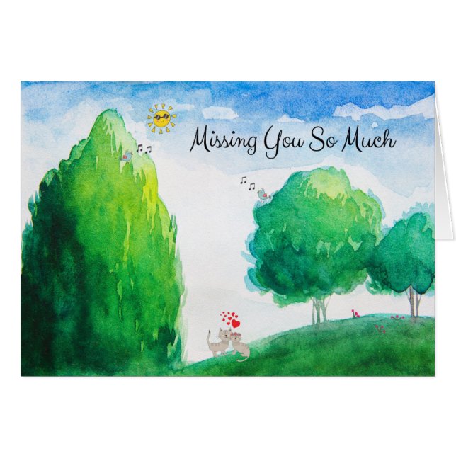 Missing You Love Card Country Scenic Painted (Front Horizontal)