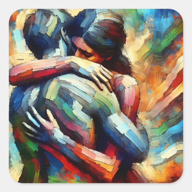 Missing You | Lover's Embracing  Square Sticker (Front)