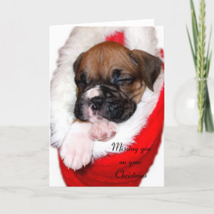 Missing you on Christmas boxer greeting card