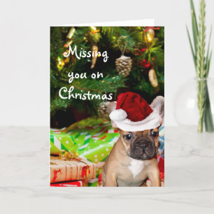 Missing you on Christmas French Bulldog puppy card