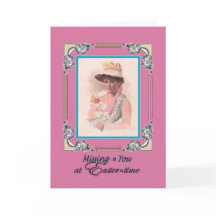 Missing You on Easter - Vintage Lady with Bonnet