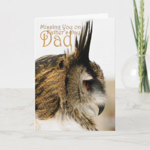 Missing you on father's day dad, Eagle Owl reflect Card