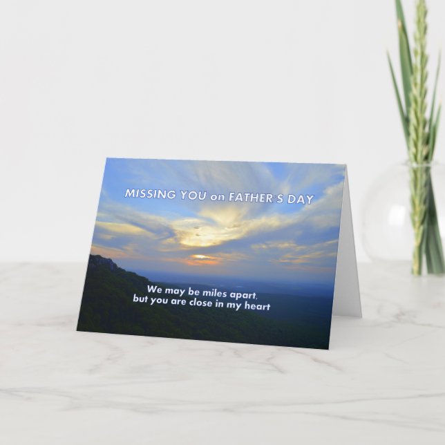 Missing You on Father's Day Mountain Sunset Card (Front)