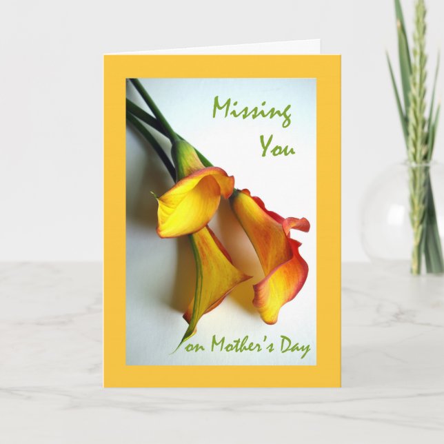 Missing You on Mother's Day, Calla Lilies Card (Front)