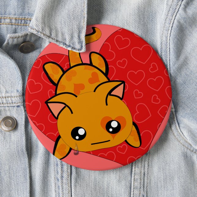 Missing You on Valentines Day Sad Kitty Cat 6 Inch Round Button (In Situ)