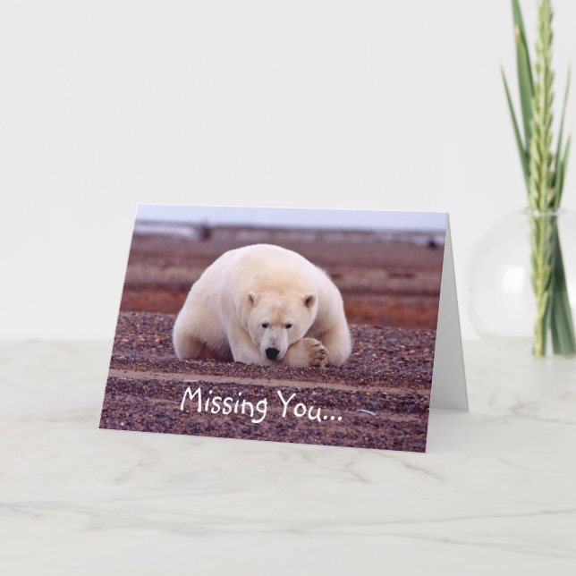Missing You Polar Bear Card - Customizable (Front)