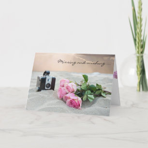 Missing You-roses on beach Card